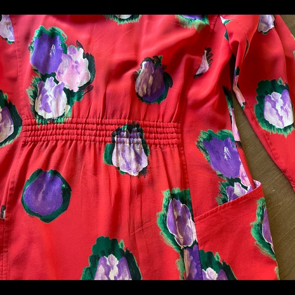 UNGARO PARELLELE PARIS Rose Red Tulip Floral Print Unstructured Blazer, Size 4 - Picture 11 of 11